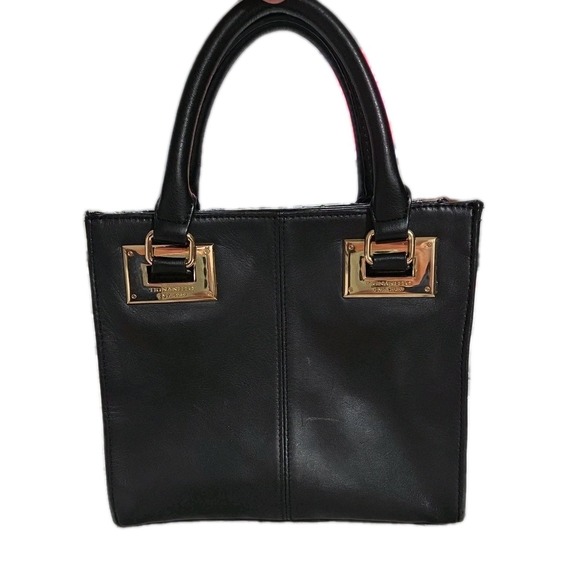 Tignanello Handbag Tote Black Genuine Leather Dual Handle Purse Satchel - Picture 1 of 7